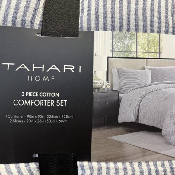 TAHARI 3 piece Cotton Comforter Set Queen NWT - Picture 1 of 6